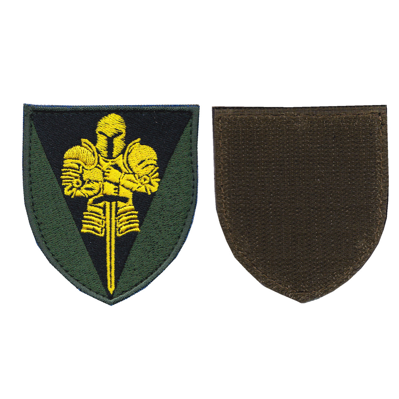 Шеврон військовий / армійський, 17 окрема танкова бригада (лицар), на чорному фоны, ЗСУ. 8 см * 7 см