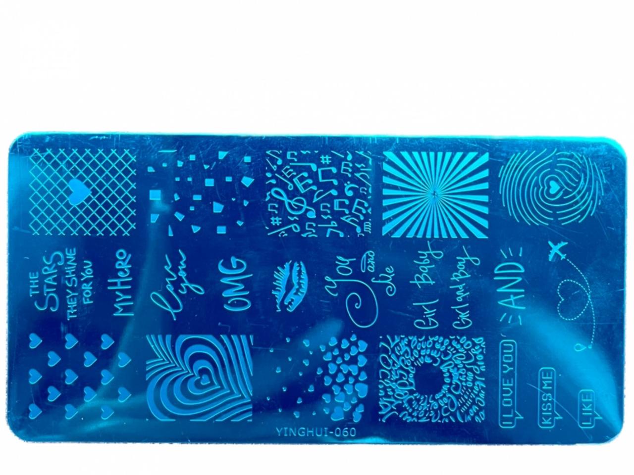 Пластини стемпінг написи Сердечка Геометрія (12 * 6 см) YINGHUI-060, фото 1