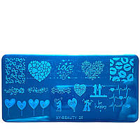 Пластина для Стемпинга Металева Сердечка Губки-Поцілунки XY-Beauty 25 12*6 см