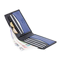 Мужское кожаное портмоне кошелек Visconti черно-синий HS000389