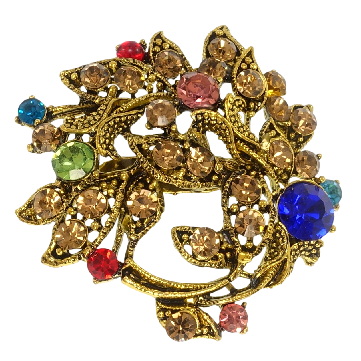Брошка "Віночок з різнокольоровими стразами", фото 1