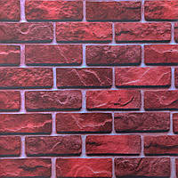 Самоклеющаяся плитка ПВХ Красный кирпич Матовая 60х60см декор стен под камень виниловые панели (СВП-200-М)