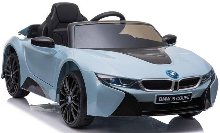 Дитячий електромобіль BMW i8 Coupe (2 мотори по 35W, 12V7AH, MP3, USB) JE1001 Синій металік, фото 1