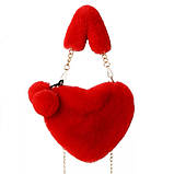 Блідо-рожева пудра сумка серце хутряна, фото 6