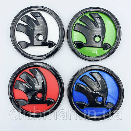 Емблема SKODA (Шкода) 79 mm New Чорно Біла / Зелена / Червона / Синя, фото 1