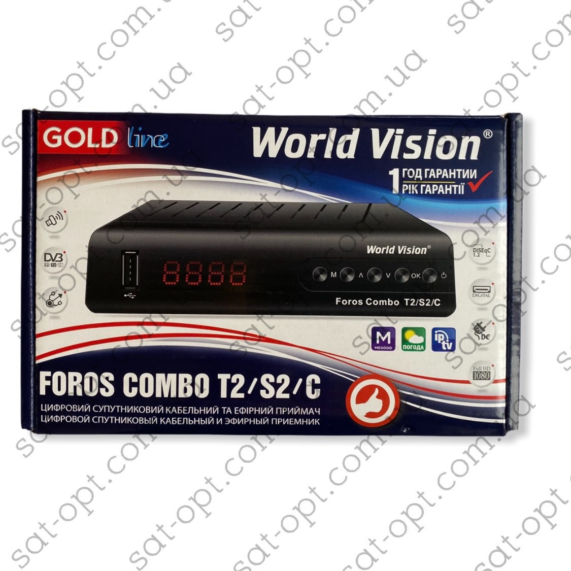 Комбінований ресивер (Т2 + супутник) WORLD VISION FOROS Combo T2/S2 ...