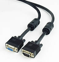 Кабель удлинитель VGA Cablexpert HD15M/HD15F (CC-PPVGAX-6B) с 2-мя фер. кольцами, черный, 1,8м