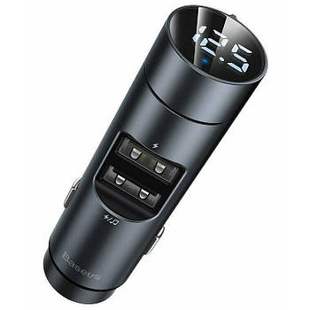 Автомобільний FM-модулятор BASEUS 2USB 3.1 A 15W Energy Column Car Wireless MP3 Charger (темно-сірий)
