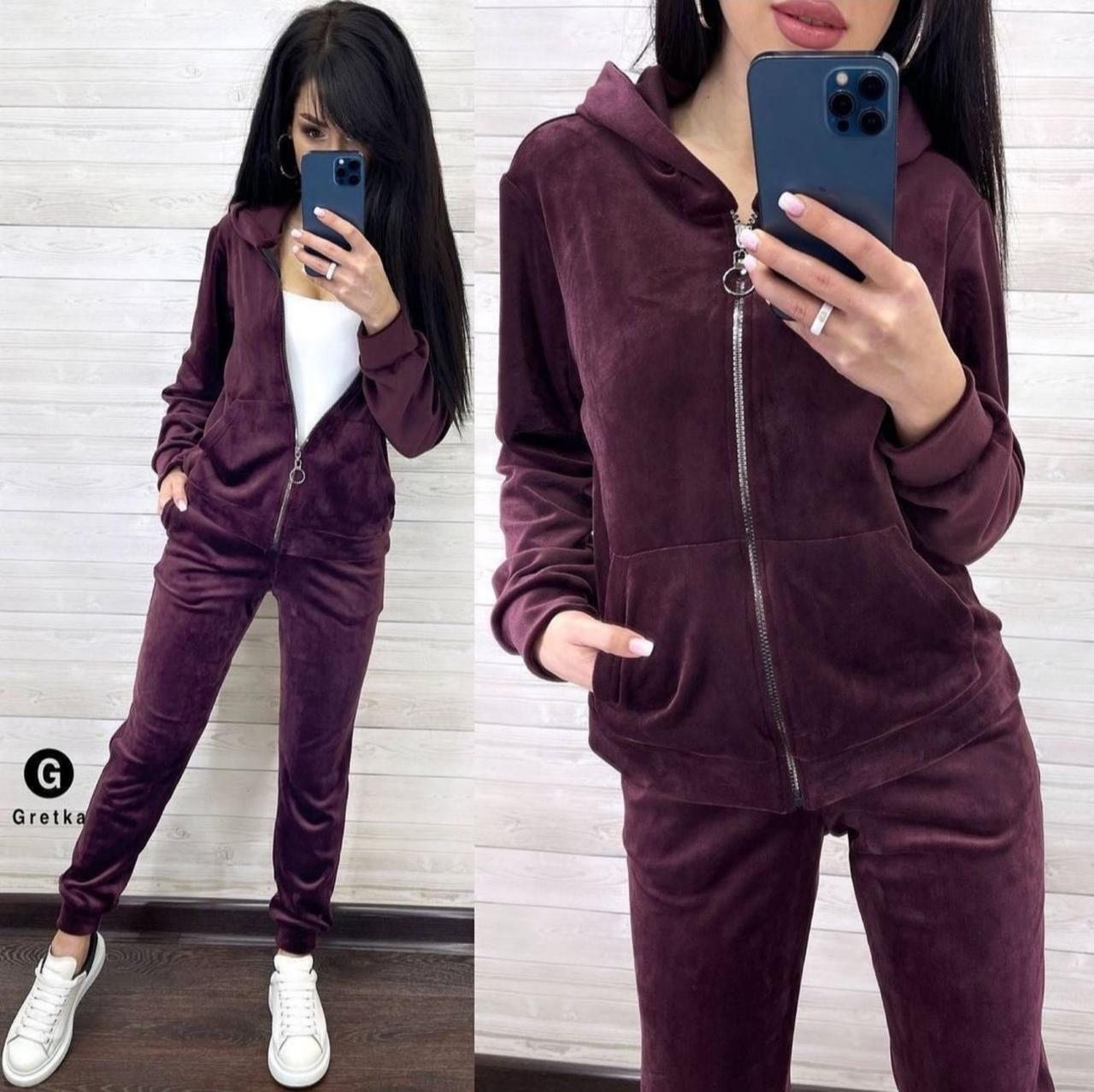 Велюровий костюм-двійка на блискавки, фото 1