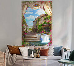 Постер декоративний, Двір з фонтаном, для візуального розширення простору приміщення 180 х 118 см з ламінацією, фото 3