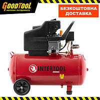 Компресор повітряний 50 л, 1.5 кВт, 220В, 8 атм, 206 л/хв. INTERTOOL PT-0003