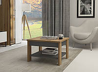 Современный журнальный столик с полкой, квадратный кофейный столик в гостиную спальню "Kent 1" ММ Дуб вотан /