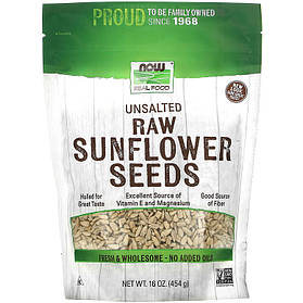 Сире насіння соняшника NOW Foods, Real Food "Unsalted Raw Sunflower Seeds" без солі (454 г)