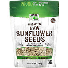 Сире насіння соняшника NOW Foods, Real Food "Unsalted Raw Sunflower Seeds" без солі (454 г)