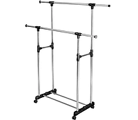 Подвійна вішалка підлогова стійка для одягу з полицею для взуття Double Pole, фото 2