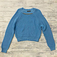 Женский голубой свитер Park Karon крупной вязки с цепочкой