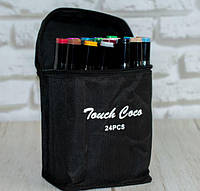 Набір скетч маркерів Touch Coco 24 шт в ЧОРНІЙ СУМОЧЦІ, фото 3