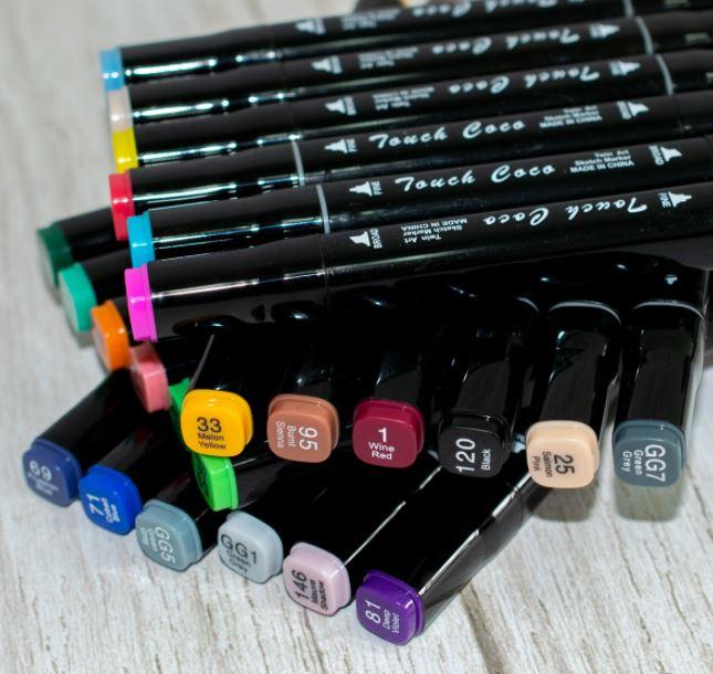 Набір скетч маркерів Touch Coco 60 шт в ЧОРНІЙ СУМОЧЦІ, фото 1