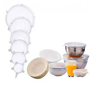 Набір з 6 штук силіконових кришок для зберігання продуктів, фото 3