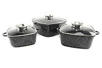 Набір з трьох каструль A-Plus з мармуровим покриттям, фото 2