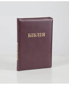 Біблія 17х24 см, бордова, шкіра