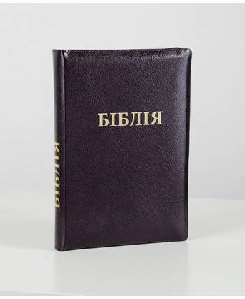 Біблія 17х24 см, темнобордова, шкіра, фото 1