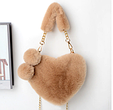 Блідо-рожева пудра сумка серце хутряна, фото 7