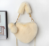 Блідо-рожева пудра сумка серце хутряна, фото 8