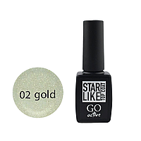 Закрепитель Топ для гель-лака без липкого слоя GO Active Starlike Top Coat 02 Gold с шиммером, 10 мл