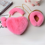 Блідо-рожева пудра сумка серце хутряна, фото 10