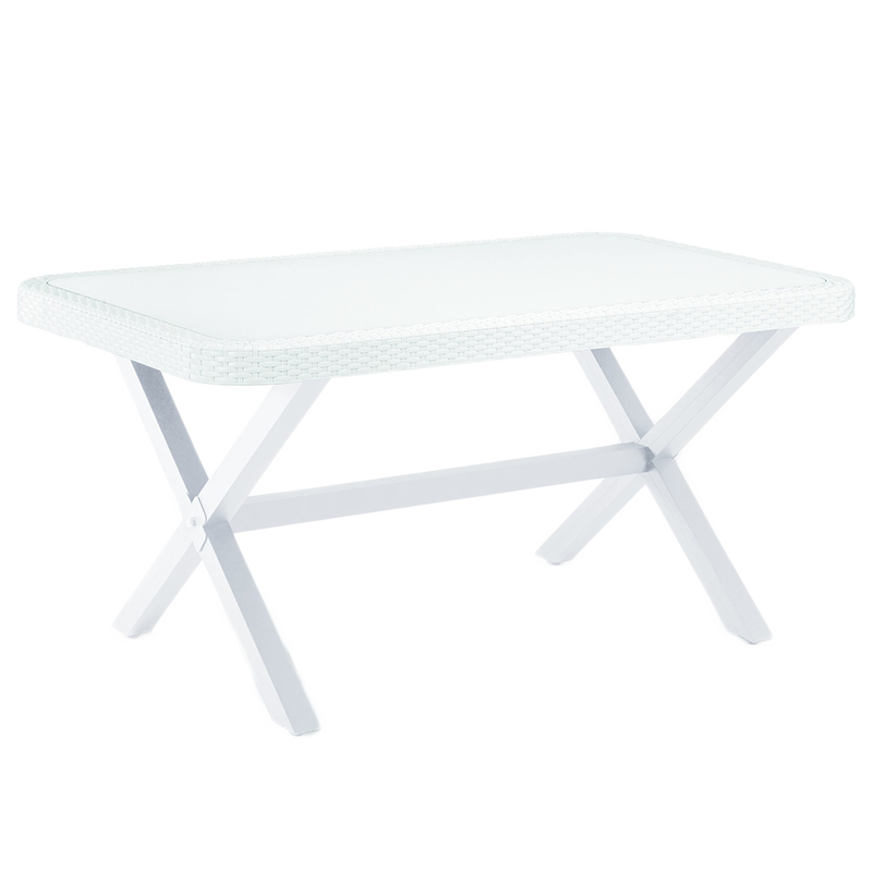 Стіл Tilia Osaka-X 150 x 90 см стільниця в склі біла слонова кістка, фото 1