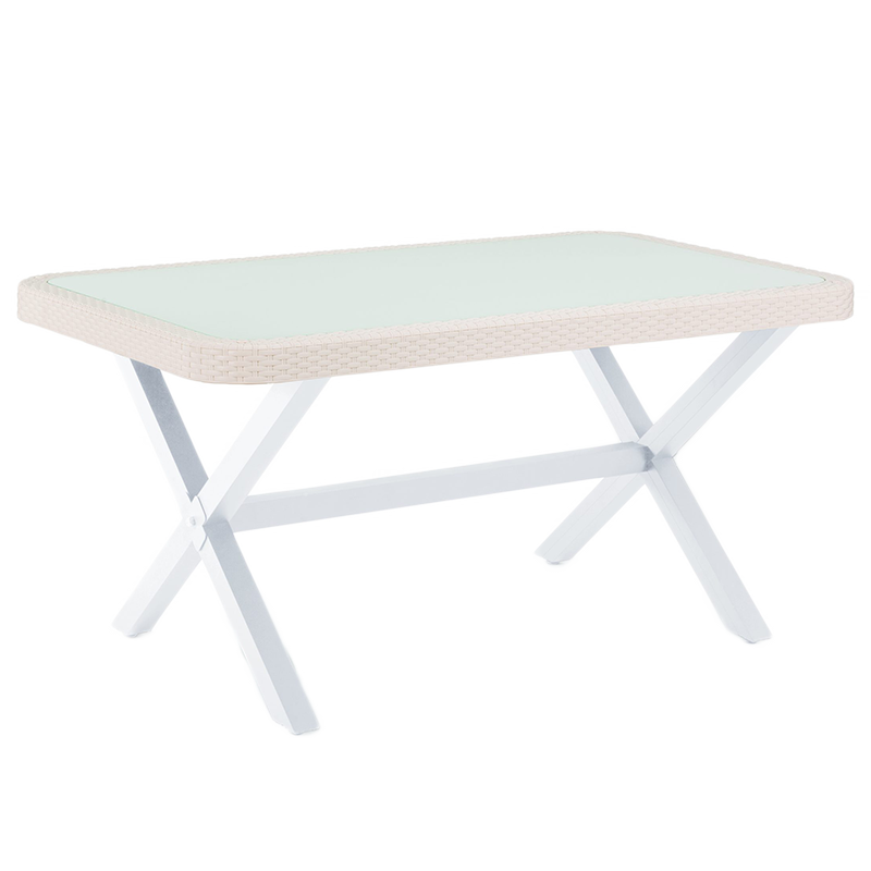 Стіл Tilia Osaka-X 150 x 90 см стільниця в склі кремовий, фото 1