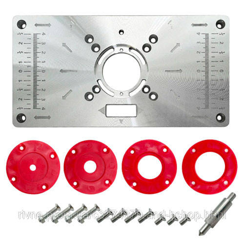 Пластина для фрезера 235х120х8мм зі змінними кільцями, алюмінієва, фото 1