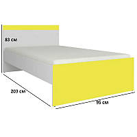 Односпальная кровать с изголовьем 95х203см цвета нимфеа альба с желтыми вставками Гербор Моби LOZ90