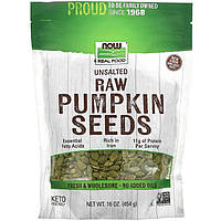 Сырые семена тыквы NOW Foods, Real Food "Unsalted Raw Pumpkin Seeds" не соленые (454 г)