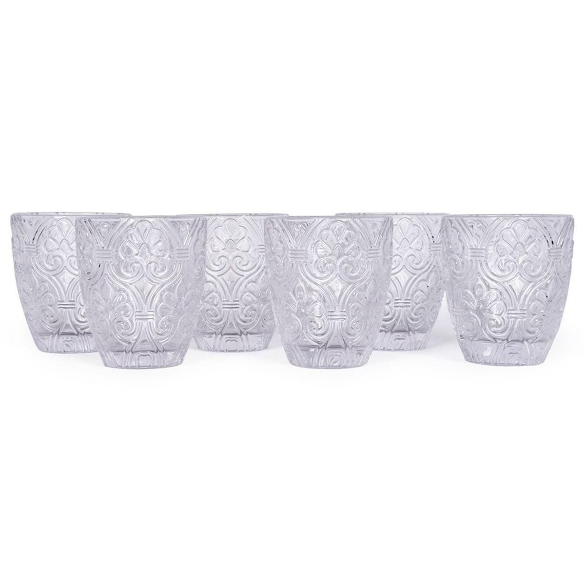 Набір із 6-ти прозорих склянок для напоїв із візерунками Corinto Maison, фото 1