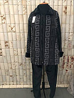 Мужская пижама махра софт на молнии, тёмно-серый домашний костюм для сна