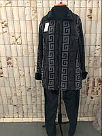 Мужская пижама махра софт на молнии, тёмно-серый домашний костюм для сна L