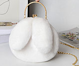 Чорна! Хутряна сумка зі штучного хутра "Вушка", сумка-клатч із ланцюжком через плече, фото 3