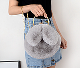 Чорна! Хутряна сумка зі штучного хутра "Вушка", сумка-клатч із ланцюжком через плече, фото 2