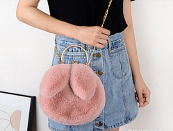 Хутряна сумка зі штучного хутра "Вушка", сумка-клатч із ланцюжком через плече