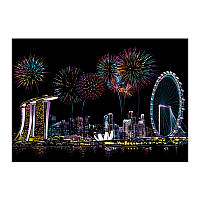 Скретч-картина YUELU P1-A01 Singapore Firework Фейерверк в Сингапуре набор для творчества