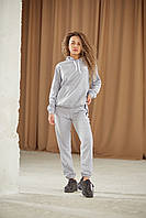 Женский спортивный костюм Adidas (Адидас) серый | Комплект весенний осенний Худи + Штаны ЛЮКС качества