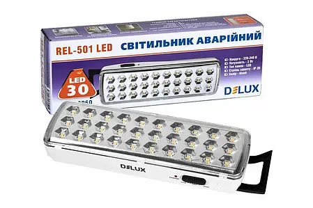 LED світильник аварійний DELUX REL-501 (3.7V1,2Ah) 2W 30LED IP20 90016960, фото 2