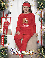 Детская домашняя одежда, новогодняя красная пижама для девочки 9-10, 11-12, 13-14, 15-16 лет