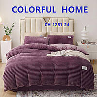 Комплект постельного белья из Велюра ТМ Colorful Home, евро, фиолетовый