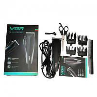 Профессиональная машинка для стрижки волос от сети VGR V-033 USB Pro, 9 Вт с насадками 3-12 мм и ножницами в к