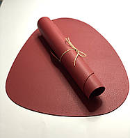 Салфетка под тарелку подтарельник PU кожа 37 см форма лепестка красная