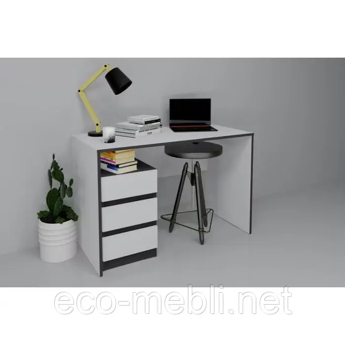 Стіл письмовий Vector Intarsio біла аляска/чорний