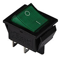 Клавишный переключатель с подсветкой (зеленый) KCD2-201N GR/B АСКО-УКРЕМ [A0140040102]